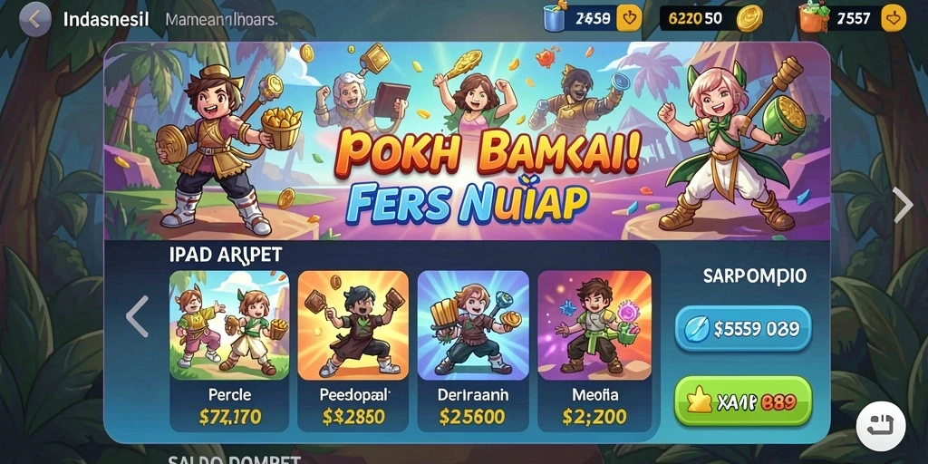 Tampilan utama permainan KERANGWIN yang menarik dan ceria.